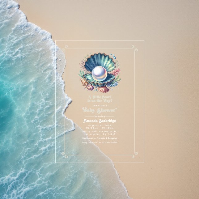 Under the Sea Theme Little Pearl Baby Shower Acrylic Invitations (Under the Sea Theme Little Pearl Baby Shower Acrylic Invitations)