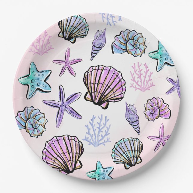 Under the Sea Themed Kids Birthday Paper Plates (Front)
