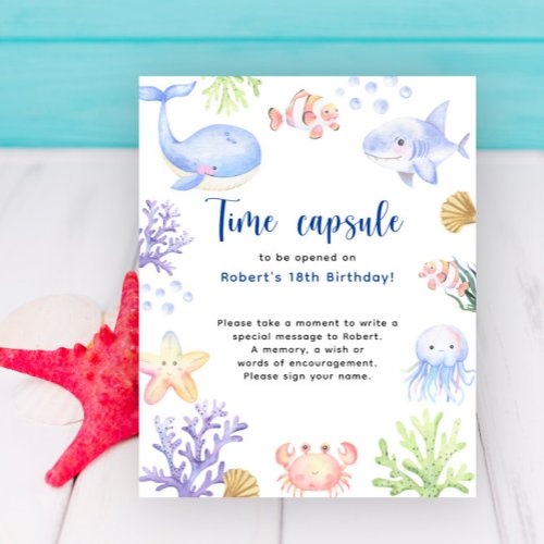 Under the sea Time Capsule 1st birthday Poster