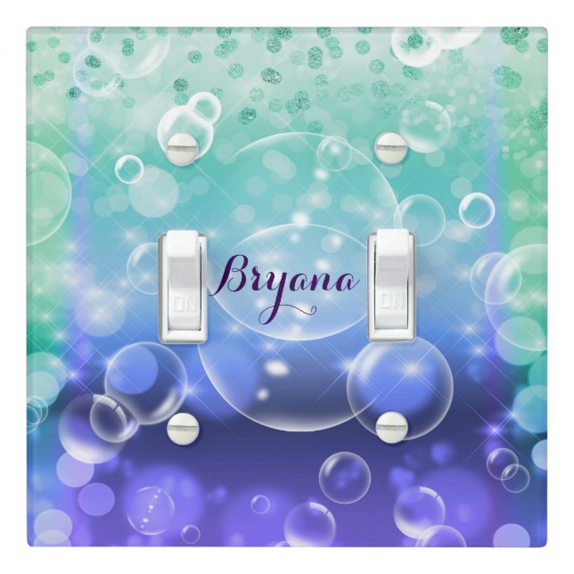 Under The Sea Tropical Ocean Bubbles Mermaid Decor Light Switch Cover (In Situ)
