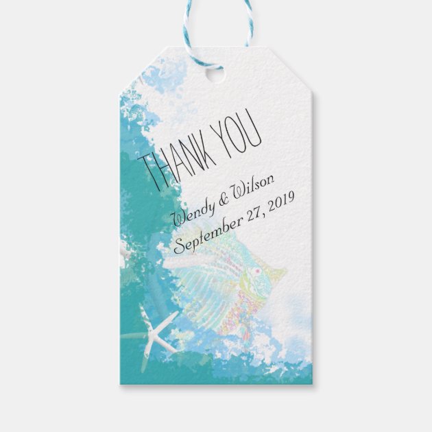 Under The Sea Turquoise Thank You Favor Gift Tags