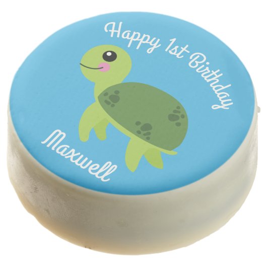 Under the Sea Turtle 1st Birthday Oreo Cookies (Angled)