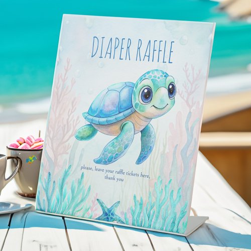 Under the sea turtle aqua blue baby shower raffle