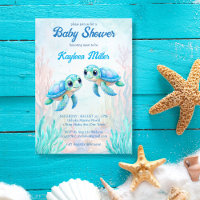 Under the sea turtle aqua blue twins baby shower