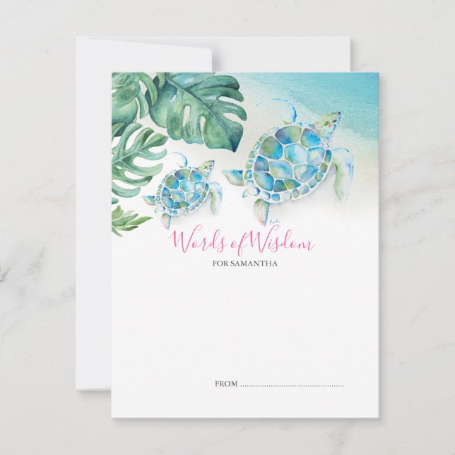 Under the Sea Turtle Baby Shower Advice Cards (Front)