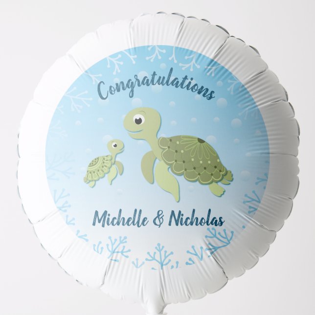 Under the Sea Turtle Baby Shower Balloon (Front)