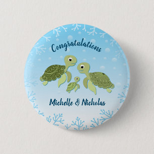 Under the Sea Turtle Baby Shower Button