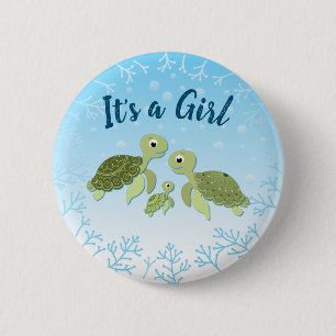 Under the Sea Turtle Baby Shower Button