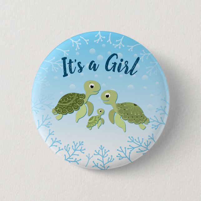 Under the Sea Turtle Baby Shower Button (Front)