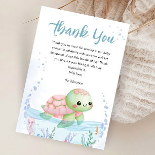 Under The Sea Turtle Baby Shower Girl Thank You Card