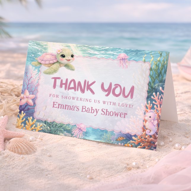 Under the Sea Turtle Baby Shower Thank You Card (Creator Uploaded)