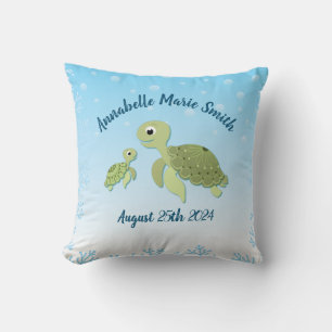 Under the Sea Turtle Baby Shower Throw Pillow