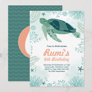 Under the sea Turtle Birthday Invitation