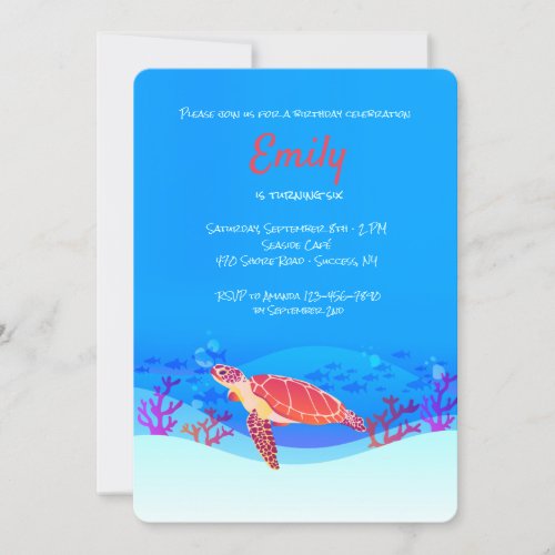 Under the Sea Turtle Birthday Invitation