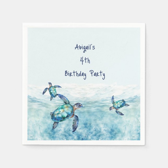 Under the Sea Turtle Birthday Party Napkins (Front)