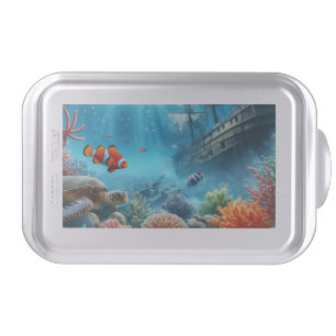 Under the sea, turtle, coral, ship, clown fish cake pan