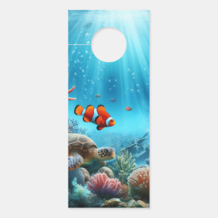 Under the sea, turtle, coral, ship, clown fish door hanger
