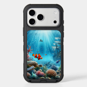 Under the sea, turtle, coral, ship, clown fish iPhone 17 pro max case
