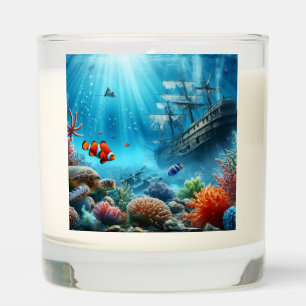 Under the sea, turtle, coral, ship, clown fish scented candle
