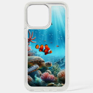 Under the sea, turtle, coral, ship, clown fish iPhone 15 pro max case