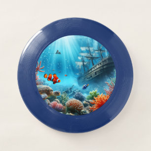 Under the sea, turtle, coral, ship, clown fish Wham-O frisbee