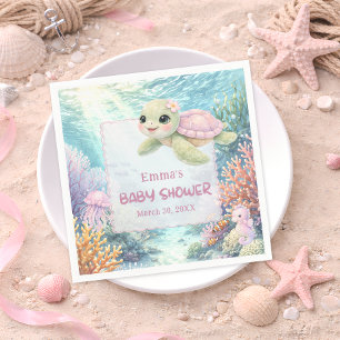 Under the Sea Turtle Girl Baby Shower Napkins