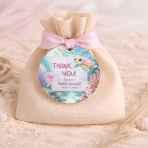 Under the Sea Turtle Girl Baby Shower Thank You Favor Tags