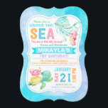 Under the Sea Turtle Octopus Seahorse Birthday Invitation<br><div class="desc">Cute sea creatures: octopus,  seahorse,  crab,  and sea turtle over watercolor background design birthday invitation card.</div>