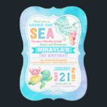 Under the Sea Turtle Octopus Seahorse Birthday Invitation<br><div class="desc">Cute sea creatures: octopus,  seahorse,  crab,  and sea turtle over watercolor background design birthday invitation card.</div>
