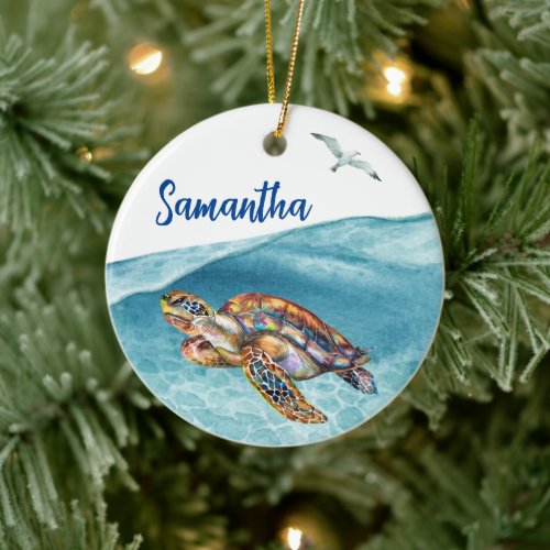 Under the Sea Turtle Personalized  Ceramic Ornament