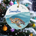 Under the Sea Turtle Personalized  Ceramic Ornament<br><div class="desc">This design may be personalized by choosing the customize option to add text or make other changes. If this product has the option to transfer the design to another item, please make sure to adjust the design to fit if needed. Contact me at colorflowcreations@gmail.com if you wish to have this...</div>