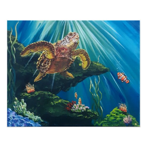 Under the Sea Turtle Poster