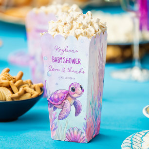 Under the sea turtle purple baby shower girls favor boxes