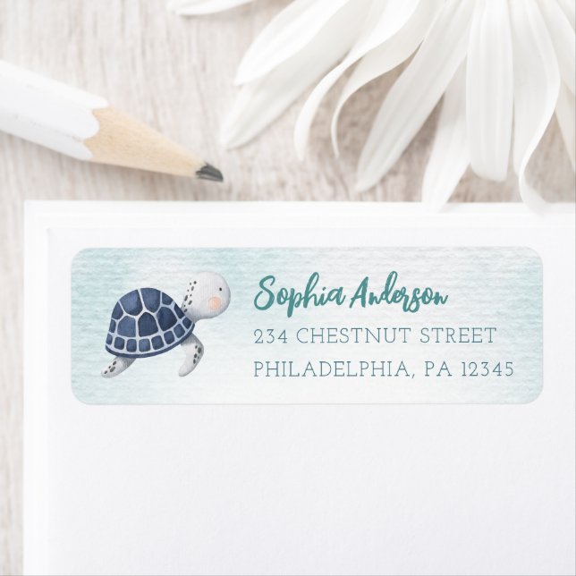 Under The Sea Turtle Return Address Labels (Insitu)