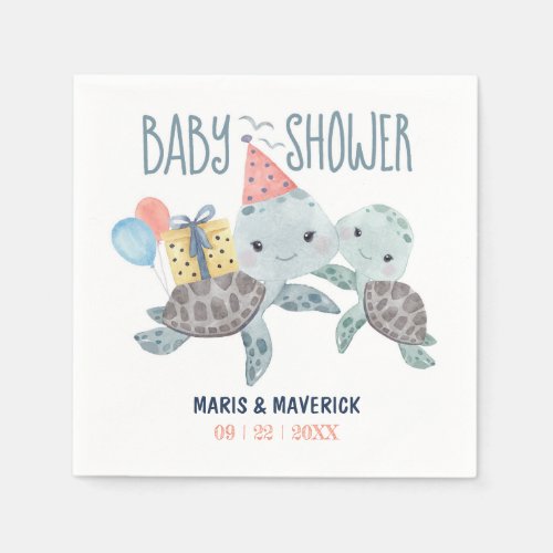 Under The Sea Turtle Watercolor Baby Shower Napkins