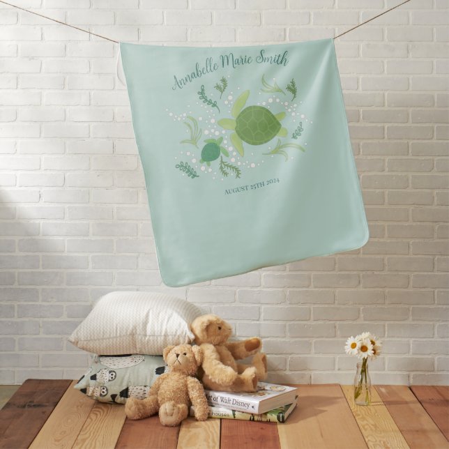 Under the Sea Turtles Baby Shower Baby Blanket (In Situ)