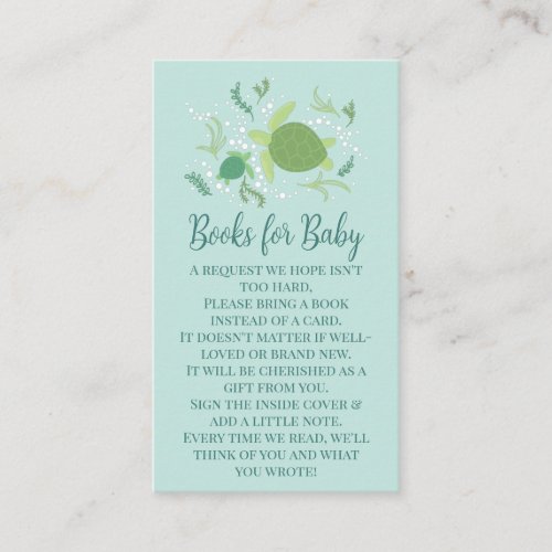Under the Sea Turtles Baby Shower Books for Baby Enclosure Card