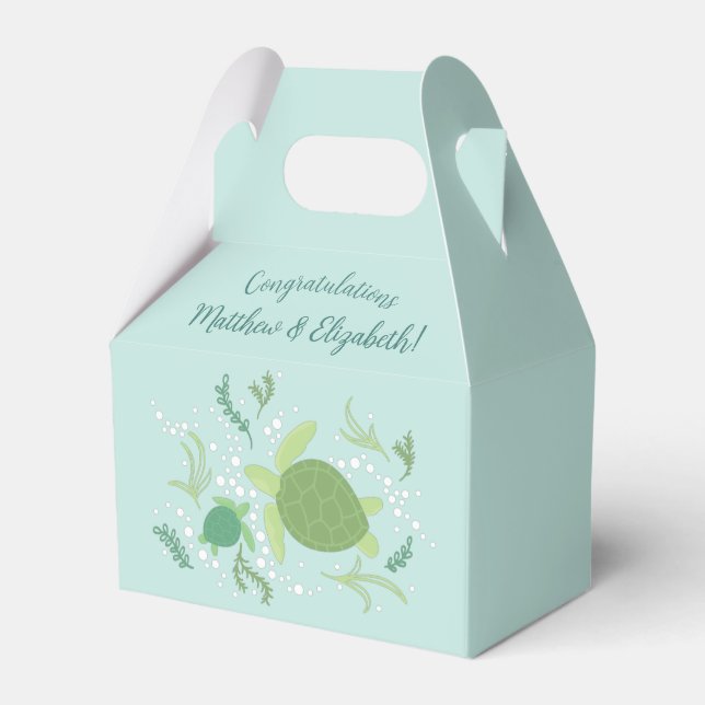 Under the Sea Turtles Baby Shower Favor Boxes (Front Side)