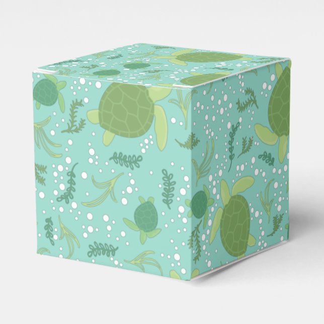 Under the Sea Turtles Baby Shower Favor Boxes (Front Side)