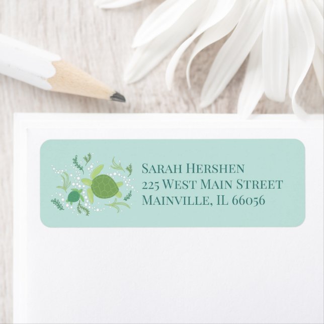 Under the Sea Turtles Baby Shower Label (Insitu)