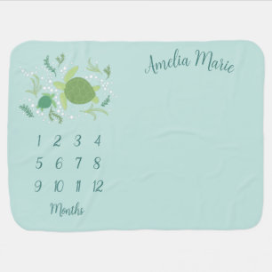 Under the Sea Turtles Baby Shower Milestone Blanket