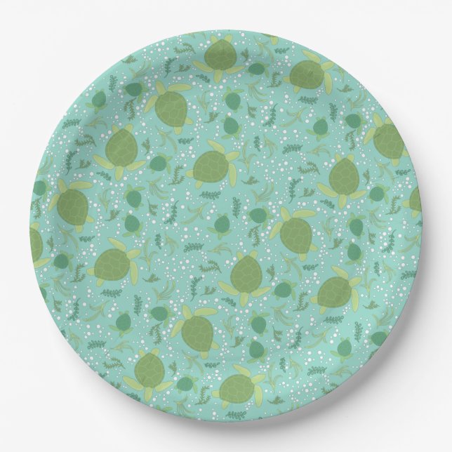 Under the Sea Turtles Baby Shower Paper Plates (Front)