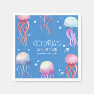 Under The Sea Underwater Cute Jellyfish Blue Napkins