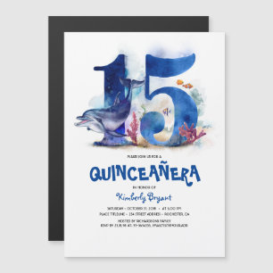 Under the Sea Unique Quinceanera 15th Birthday Magnetic Invitation