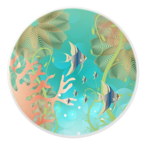 Under the Sea Water Design Ceramic Knob