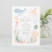 Under the Sea Watercolor Baby Shower Invitation (Standing Front)