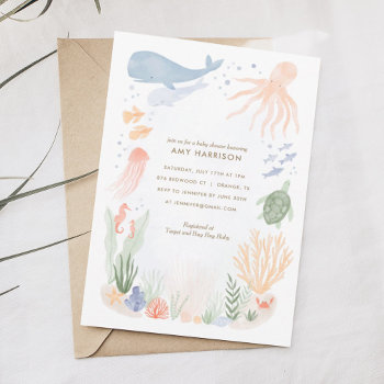 Under The Sea Watercolor Baby Shower Invitation by LittleFolkPrintables at Zazzle