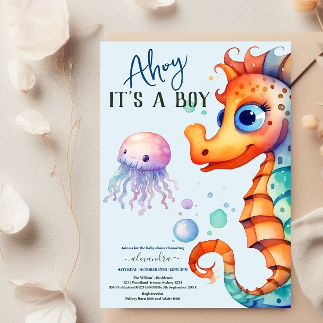 Under the Sea Watercolor Baby Shower  Invitation (Creator Uploaded)