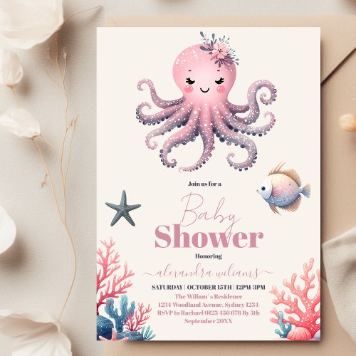 Under the Sea Watercolor Baby Shower  Invitation
