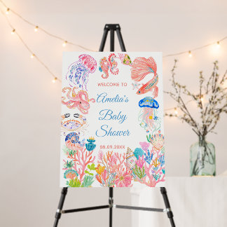Under the Sea Watercolor Baby Shower Invitation Foam Board